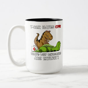 Caneca De Café Em Dois Tons Os dinossauros do CPR dos ódios de T-Rex é por