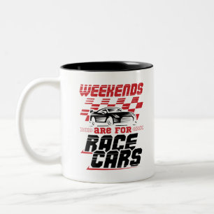 Caneca De Café Em Dois Tons Os Finais Semanais Da Corrida Do Carro São Para C