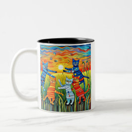 Caneca De Café Em Dois Tons Os Gatos Dançantes