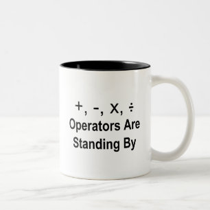Caneca De Café Em Dois Tons Os Operadores Estão Em Pé