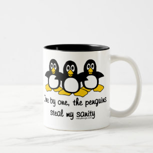 Caneca De Café Em Dois Tons Os pinguins roubam minha sanidade