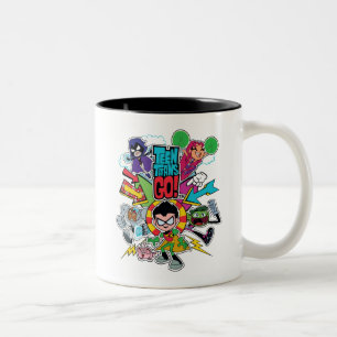 Caneca De Café Em Dois Tons Os titã adolescentes vão! gráfico da seta da