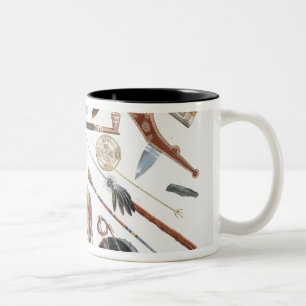 Caneca De Café Em Dois Tons Os utensílios e os braços indianos, chapeiam 48 