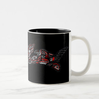 Caneca De Café Em Dois Tons OTTER E BABY DO MAR (Haida Estilado)