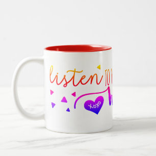 Caneca De Café Em Dois Tons Ouça Seu Coração
