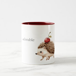 Caneca De Café Em Dois Tons ouriço Adorável Cereja Vermelha