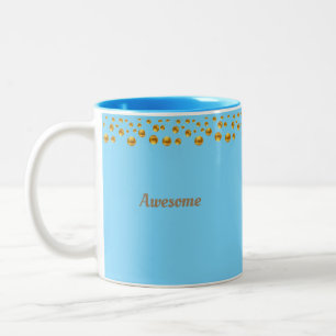 Caneca De Café Em Dois Tons Ouro Confetti e Texto Personalizado em Turquesa