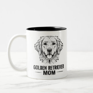 Caneca De Café Em Dois Tons Ouro de Arte de Linha Cão de Retriever Mãe Gift Mu