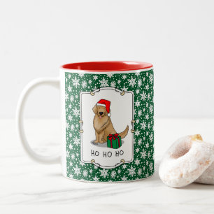 Caneca De Café Em Dois Tons Ouro de Natal Papai Noel Cachorro de Retriever