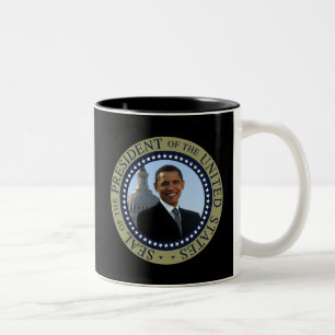 Caneca De Café Em Dois Tons Ouro do selo de Obama