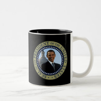 Caneca De Café Em Dois Tons Ouro do selo de Obama