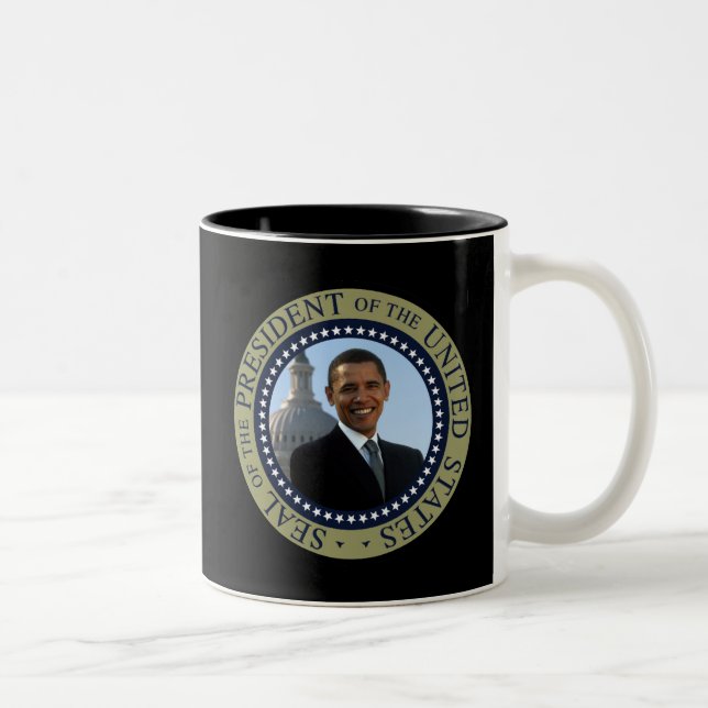 Caneca De Café Em Dois Tons Ouro do selo de Obama (Direita)