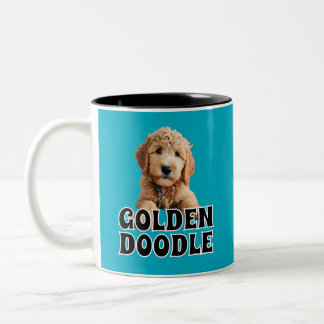 Caneca De Café Em Dois Tons Ouro Doodle Puppy