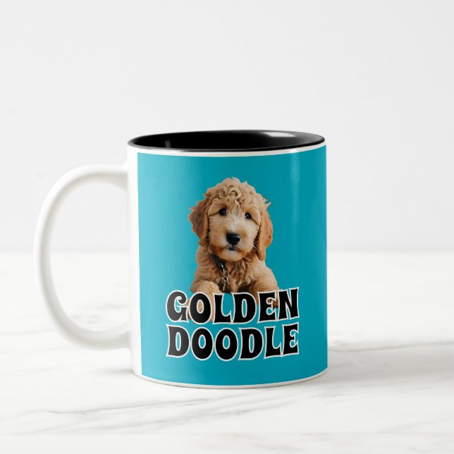 Caneca De Café Em Dois Tons Ouro Doodle Puppy (Esquerda)
