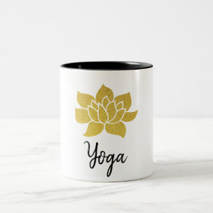 Caneca De Café Em Dois Tons Ouro Dourado Lotus do iogue da ioga de Lotus do