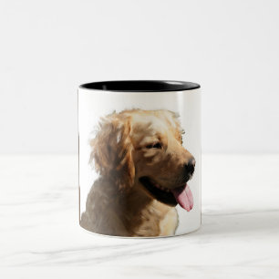 Caneca De Café Em Dois Tons Ouro Feliz, Retriever Mug