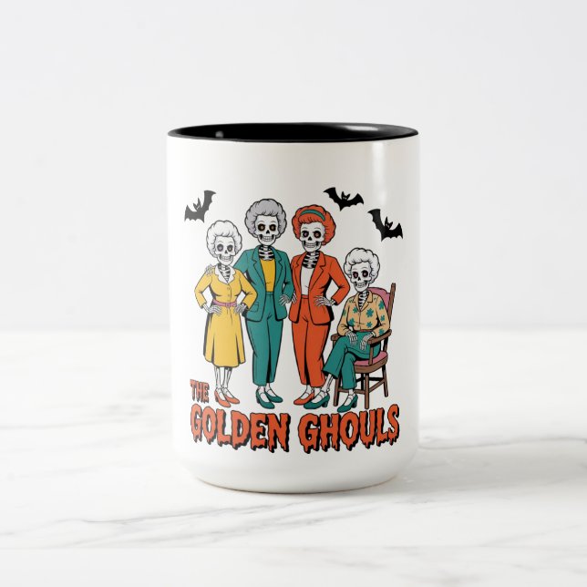 Caneca De Café Em Dois Tons Ouro Ghouls Girls' Halloween (Centro)