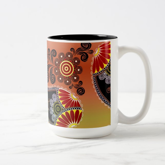 Caneca De Café Em Dois Tons Ouro Orange Paisley Patterley Coffee Mug (Direita)