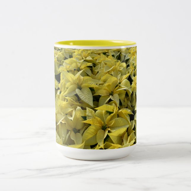 Caneca De Café Em Dois Tons Ouro Poinsettias para o Natal (Centro)