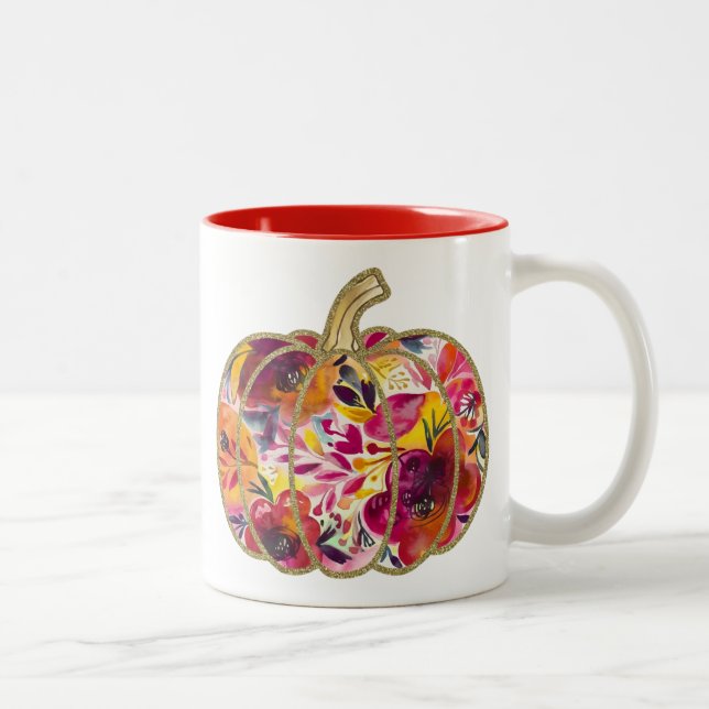 Caneca De Café Em Dois Tons Ouro Pumpkin & Floral Delight Coffee Mug (Direita)