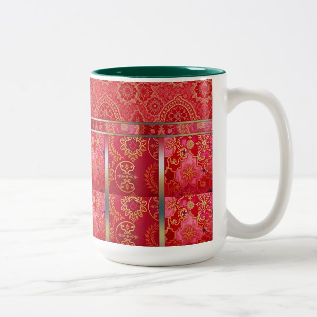 Caneca De Café Em Dois Tons OURO Vermelho ORIENTAL - Mug, Taça (Direita)