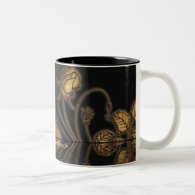 Caneca De Café Em Dois Tons Ouro Vinha Floral (Direita)