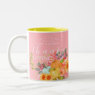 Caneca De Café Em Dois Tons Outono - Ação de Graças Rosa