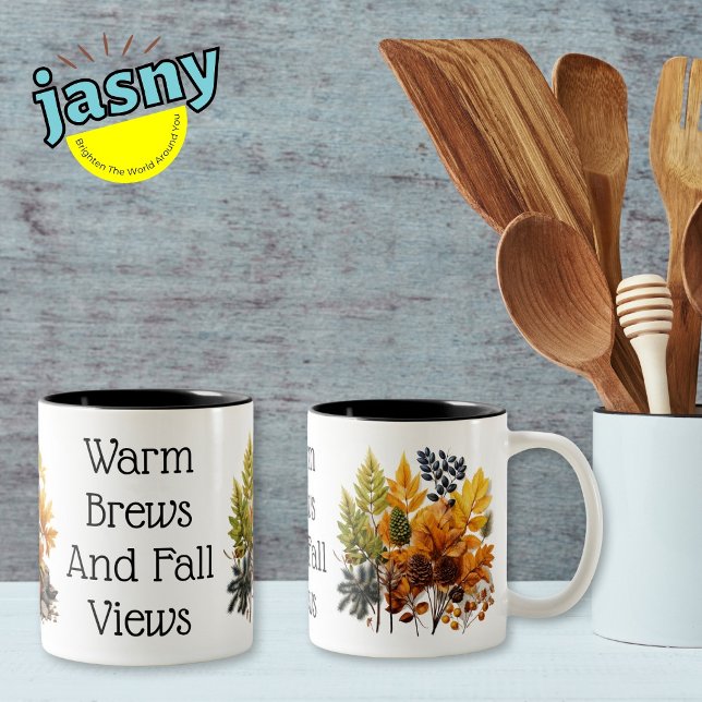 Caneca De Café Em Dois Tons outono Elegante (Criador carregado)