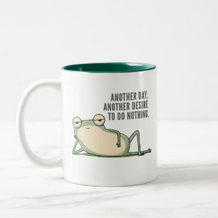 Caneca De Café Em Dois Tons Outro Dia Outro Desejo de Não Fazer Nada Sapo