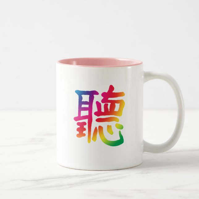 Caneca De Café Em Dois Tons Ouvir caractere chinês (Direita)