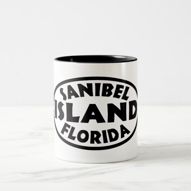 Caneca De Café Em Dois Tons Oval preto da Ilha Sanibel da Flórida (Centro)