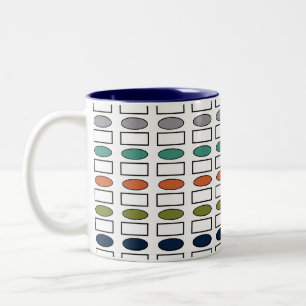 Caneca De Café Em Dois Tons Ovalas e Retângulos