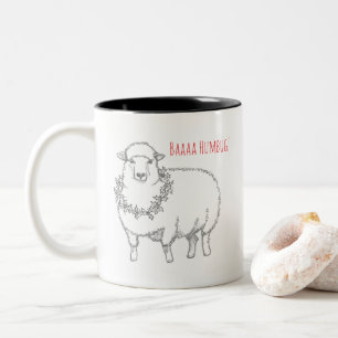 Caneca De Café Em Dois Tons Ovelha Com Azevinho