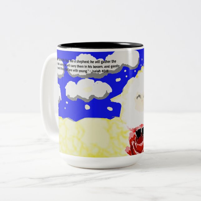 Caneca De Café Em Dois Tons Ovelha Kawaii  (Frente Esquerda)