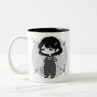 Caneca De Café Em Dois Tons Over It Round Aesthetic Chibi Girl Illustration