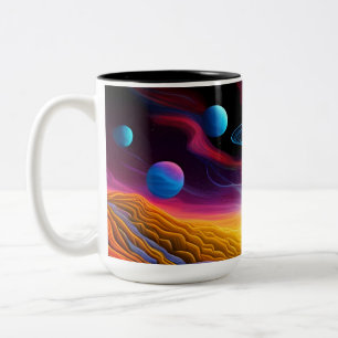 Caneca De Café Em Dois Tons OVNI no Mundo da Fantasia