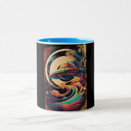 Caneca De Café Em Dois Tons OVNI Viaje Galaxia