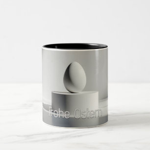 Caneca De Café Em Dois Tons Ovo de Páscoa minimalista em pedestal moderno
