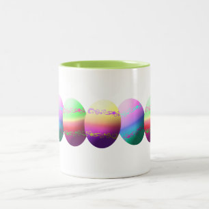 Caneca De Café Em Dois Tons Ovos da páscoa tingidos coloridos
