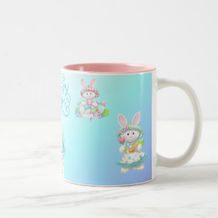 Caneca De Café Em Dois Tons Ovos de Páscoa de Pastel e Mug de Coelho
