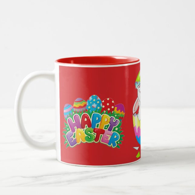 Caneca De Café Em Dois Tons Ovos de Páscoa e Pernalas - Vermelho (Esquerda)