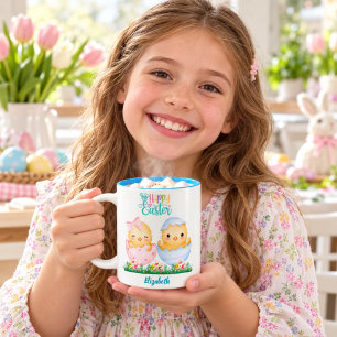 Caneca De Café Em Dois Tons Ovos de Páscoa Felizes Personalizados