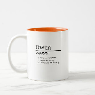 Caneca De Café Em Dois Tons Owen, Boy Personalised Name Definition