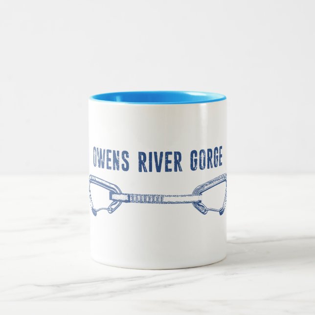 Caneca De Café Em Dois Tons Owens River Gorge Rock Climbing Quickdraw (Centro)