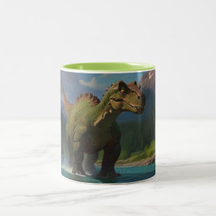 Caneca De Café Em Dois Tons Paddling Brontossaurus e Riqueza