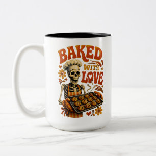 Caneca De Café Em Dois Tons Padeiro Esqueleto Assado Com Amor
