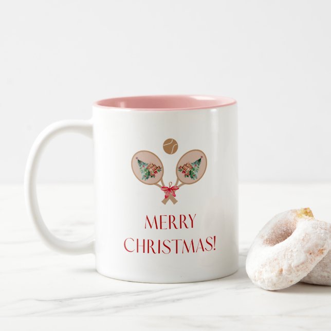 Caneca De Café Em Dois Tons Padel Christmas Mug – Festive Padel Motifs (Com Donut)
