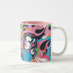 Caneca De Café Em Dois Tons Padrão 2 de oscilações de cores da supergirl