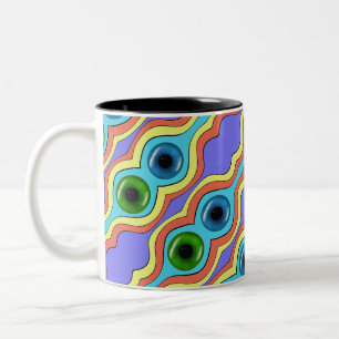 Caneca De Café Em Dois Tons Padrão Abstrato Colorido e Sem Costura Desenhado à