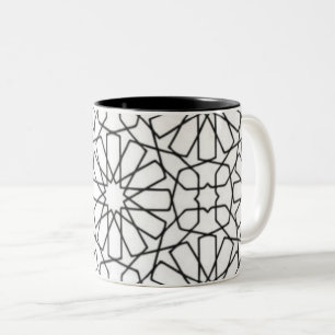 Caneca De Café Em Dois Tons Padrão Abstrato Geométrico Preto Branco